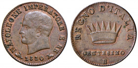 BOLOGNA. Napoleone I (1805-1814). 1 Centesimo 1810. CU (g 2,17). Gig.240/a. Cifre 10 della data su 0. 
qSPL