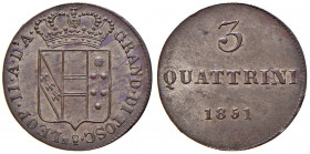 FIRENZE. Leopoldo II di Lorena (1824-1859). 3 Quattrini 1851. AG (g 2,15). Gig.91. 
qSPL