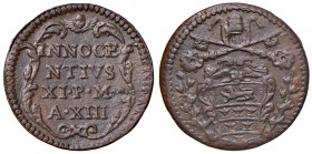 GUBBIO. Innocenzo XI (1676-1689). Quattrino An. XIII. CU (g 3,32). Munt.300.
BB/SPL