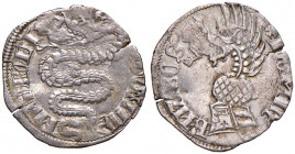 MILANO. Barnabò Visconti (1378-1385). Grosso o pegione. AG (g 2,55). Crippa 2; MIR 111. Fratture di conio. 
BB