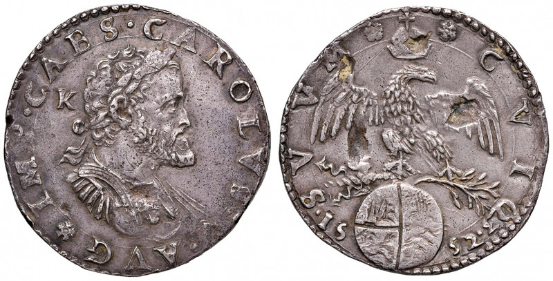 MILANO. Carlo V d’Asburgo Imperatore (1535-1556). Mezzo scudo 1552. AG (g.16,77)...