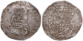 MILANO. Carlo II di Spagna (1665-1700). Filippo 1676. AG (g 27,51). CNI 52; Crippa 3. Lieve frattura del tondello.
BB