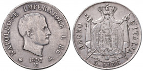 MILANO. Napoleone I (1805-1814). 5 lire 1807 Milano. AG. Gig.94. R.
qBB