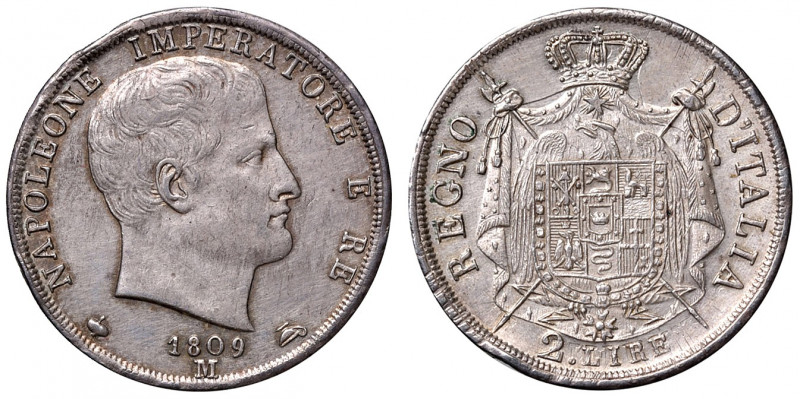 MILANO. Napoleone I (1805-1814). 2 Lire 1809 Milano. AG (g 10,00). Gig.129. Colp...
