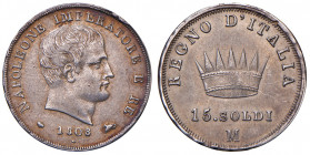 MILANO. Napoleone I (1805-1814). 15 Soldi 1808 Milano. AG (g 3,74). Gig.172. NC
qSPL