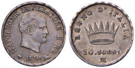 MILANO. Napoleone I (1805-1814). 10 Soldi 1810 Milano. AG (g 2,50). Gig.177.
BB/SPL