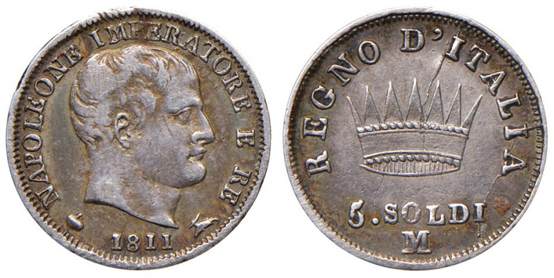 MILANO. Napoleone I (1805-1814). 5 soldi 1811 Milano. AG. Gig.190.
BB
