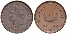 MILANO. Napoleone I (1805-1814). 1 Soldo 1813 Milano. CU (10,60). Gig.215.
qFDC