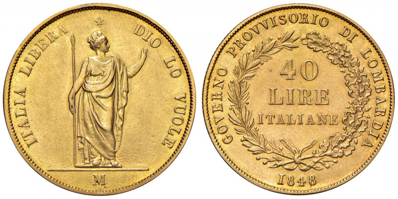 MILANO. Governo Provvisorio (1848). 40 Lire 1848. AU (g.12,83). Gig.1. R Lieve t...