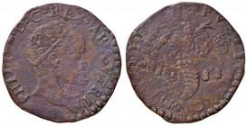 NAPOLI. Filippo II di Spagna (1554-1598). Tornese 1588 Cu. Sigle GR sotto?. (g 7,69). Magliocca 139. RR
qBB