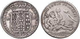 NAPOLI. Carlo di Borbone (1734-1759). Piastra 120 grana 1748 Sebeto. AG. P.R.26; Gig.27. R.
BB