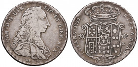 NAPOLI. Carlo di Borbone (1734-1759). 120 Grana 1752. AG (g 25,00). Gig.30; Magliocca 142. NC. 
qBB/BB