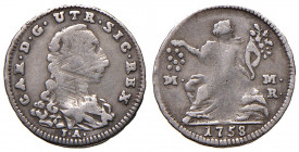 NAPOLI. Carlo di Borbone (1734-1759). 5 grana 1758. AG (g 0,99). Gig.47; Magliocca 159. Consueti difetti di conio.
qBB