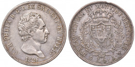 Carlo Felice (1821-1831). 5 lire 1826 Genova. AG. Gig.43.
BB+