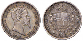Sardegna. Vittorio Emanuele II (1849-1861). 50 centesimi 1860 Milano. AG (g 2,45). Gig.87. NC. 
BB+
