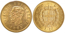 Vittorio Emanuele II (1861-1878). 10 Lire 1863 AU. Gig.27.
Periziata Umberto Moruzzi FDC.
FDC