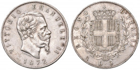 Vittorio Emanuele II (1861-1878). 5 lire 1872 Roma. AG. Gig.45. RR. Buon BB.
Periziata Esposito Marco
BB