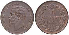 Vittorio Emanuele II (1861-1878). 10 Centesimi 1866 Strasburgo. CU. Gig.95/a.
qFDC