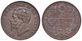 Vittorio Emanuele II (1861-1878). 2 centesimi 1862 Napoli. CU. Gig.109. R. Minimo colpetto al R/.
SPL+