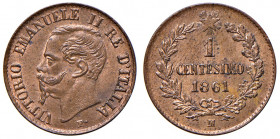 Vittorio Emanuele II (1861-1878). 1 centesimo 1861 Milano. CU. Gig.112. NC. Rame rosso.
Periziata Esposito Marco
FDC