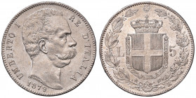 Umberto I (1878-1900). 5 lire 1879. AG. Gig.24. Bel metallo lucente.
Periziata Esposito Marco
SPL/qFDC