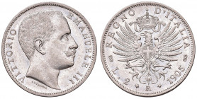 Vittorio Emanuele III (1901-1943). 2 lire 1905 Aquila Sabauda. AG. Gig.93.
Periziata Esposito Marco
BB-SPL