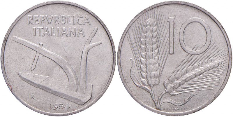 Repubblica Italiana. 10 lire 1954 Spighe. IT. Gig.237. NC.
Periziata Esposito M...