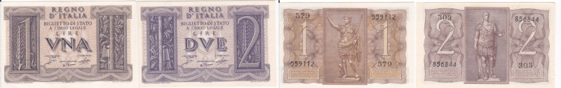 REGNO D'ITALIA. Biglietto di Stato. Coppia 1 e 2 lire "Impero". 14-11-1939. Gig....