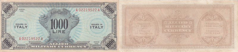 Occupazione Americana. 1000 AM lire "Italiano" BEP. Gig.AM8a. R3. Carta consiste...
