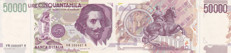 REPUBBLICA. Banca d'Italia. 50000 lire "Bernini" II tipo. Lettera B-1992. Gig.BI...