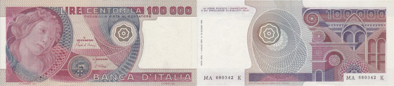 REPUBBLICA. Banca d'Italia. 100000 lire "Botticelli". 01-07-1980. Gig.BI-83B. On...