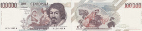 REPUBBLICA. Banca d'Italia. 100000 lire "Caravaggio" I tipo. Lettera E-1992. Gig.BI-84E. 
Certificata Esposito Marco
FDS
