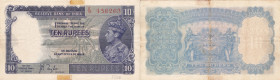 INDIA BRITANNICA. 10 rupees 1937. Pick 19a. R. Tracce di nastro adesivo rimosso.
BB