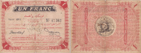 TUNISIA. Reggenza di TUNISI. 1 Franc 1920. Pick 49. R. Piega centrale con strappo da 2 cm.
BB