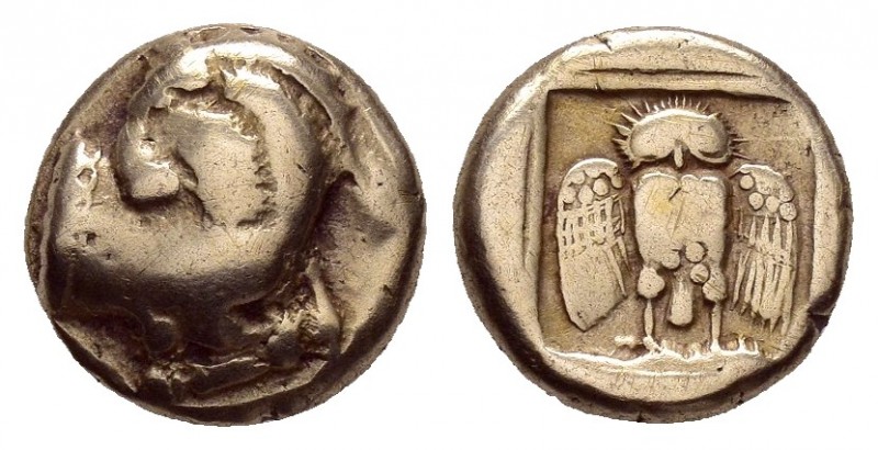 LESBOS. Mytilene.(Circa 454-428/7 BC).EL Hekte.

Obv: Forepart of goat right, ...