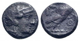 ATTICA. Athens.(Circa 454-404 BC).Tetradrachm.

Obv : Helmeted head of Athena right, with frontal eye.

Rev : AΘE.
Owl standing right, head facing; ol...