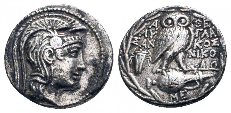 ATTICA. Athens.(Circa 165-42 BC).Tetradrachm. New Style coinage. Lysan-, Glaukos...