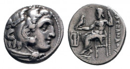 KINGS OF MACEDON. Alexander III.The Great.(336-323 BC). Drachm. Kolophon.

Obv: Head of Herakles right, wearing lion skin.

Rev: AΛΕΞΑΝΔΡΟΥ.
Zeus seat...