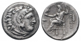 KINGS OF MACEDON. Alexander III.The Great.(336-323 BC). Drachm. Kolophon.

Obv : Head of Herakles right, wearing lion skin headdress.

Rev : AΛEΞANΔPO...