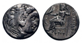 KINGS OF MACEDON. Alexander III.The Great.(336-323 BC). Drachm. Kolophon.

Obv : Head of Herakles right, wearing lion skin.

Rev : AΛΕΞΑΝΔΡΟΥ.
Zeus se...