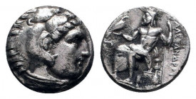 KINGS of MACEDON. Alexander III.The Great.(336-323 BC). Drachm.Miletos.

Obv : Head of Herakles right, wearing lion skin.

Rev : AΛEΞANΔPOY.
Zeus seat...