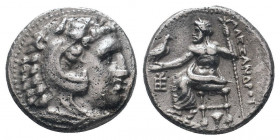 KINGS of MACEDON. Alexander III.The Great.(336-323 BC). Drachm.Sardes.

Obv : Head of Herakles right, wearing lion skin.

Rev : AΛEΞANΔPOY.
Zeus Aëtop...