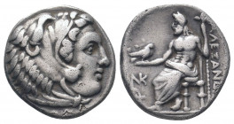 KINGS of MACEDON. Alexander III.The Great.(336-323 BC).Drachm.Sardes.

Obv : Head of Herakles right, wearing lion skin.

Rev : ΑΛΕΞΑΝΔΡΟΥ.
Zeus Aëtoph...
