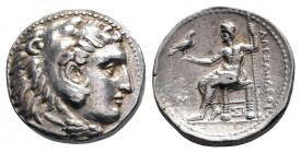 KINGS OF MACEDON. Alexander III 'the Great' (336-323 BC). Tetradrachm. Sidon.

Obv : Head of Herakles right, wearing lion skin.

Rev : AΛEΞANΔPOY.
Zeu...
