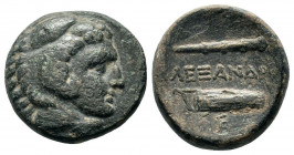 KINGS of MACEDON.Alexander III.The Great.(336-323 BC).AE.Uncertain mint.

Obv : Head of Herakles right, wearing lion skin. 

Rev : AΛEΞANΔPOY, Club an...
