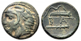 KINGS of MACEDON. Alexander III.The Great.(336-323 BC).AE.Uncertain mint in Macedon.

Obv : Head of Herakles right, wearing lion skin.

Rev : B A.
The...
