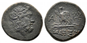 PAPHLAGONIA.(90-80 BC).AE.Amastris.

Obv : Laureate head of Zeus right.

Rev : AMAΣΤΡΕ.
Eagle standing on thunderbolt; star to upper left, monogram to...