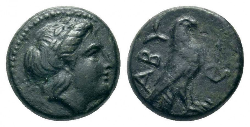TROAS.(400-335 BC).ae.Abydos.

Obv : Laureate head of Apollo right. 

Rev : ABY....