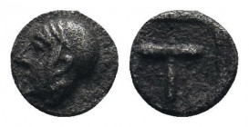 ARKADIA.(Circa 423-400 BC).Obol.Tegea.

Obv : Laureate head of Athena Alea left.

Rev : T.
Large T within incuse circle.
BCD Peloponnesos 1719; HGC 5,...
