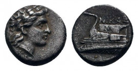 BITHYNIA.(Circa 345-315 BC).Hemidrachm.Kios.Persic standard. Nikas, magistrate.

Obv: Laureate head of Apollo right.

Rev : Prow of galley left; NIKA[...
